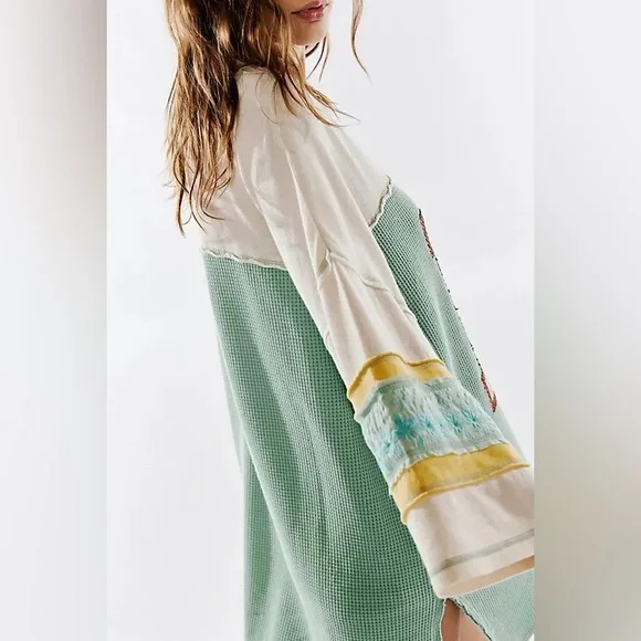 NWOT FREE PEOPLE We The Free Gameplan Tee - Green Combo - Picture 4 of 5